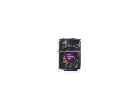 A Camel Desert Sunset Prototype Zippo Lighter, with pink, orange and yellow background on polished chrome case, dated 1996, u