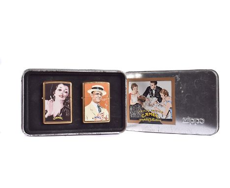 A Limited Edition Camel Couple Collection Zippo Lighter set, in original tin, dated 1997, unused (3)