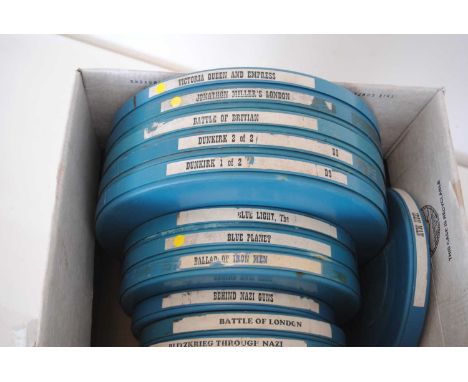 16mm Films / WWII plus, twelve 16mm films - A mixture of genres comprising some war reels, Blitzkrieg through Nazi Eyes, Behi