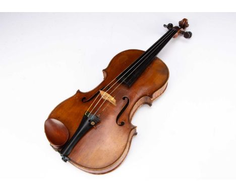 Violin and Bow, a quality Violin with two piece fine grain spruce front and a closely rippled maple descending from joint - t