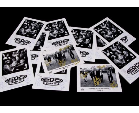 Electric Light Orchestra / ELO Part II Signatures,  twelve fully signed Photos of ELO Part II featuring Bev Bevan, Mik Kamins