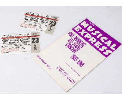 New Music Express / NME Poll-Winners All-Stars Concert Programme and Tickets, Original programme and two tickets for the 1967