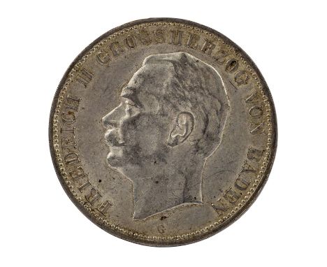 Deutsches Kaiserreich / Baden - 5 Mark 1913, Grossherzog Friedrich II, ss mit üblichen Randfehlern.| German Empire / Baden - 