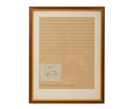 Kaiser Wilhelm II - Typoskript mit Unterschrift Kaiser Wilhelm II. Begnadigung eines Inhaftierten. 29. Oktober 1917, an das O