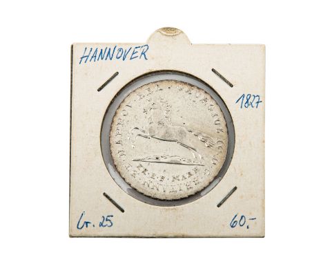 Hannover - 16 Gute Groschen 1827, Georg IV, vz-, etwas berieben, partiell leichte Tönung im Randbereich, Kratzer, im verschlo