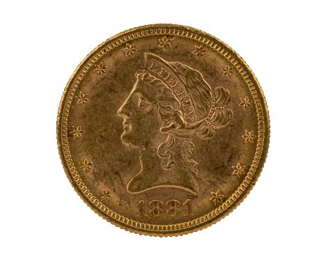 USA - 10 Dollars 1881/s, Eagle, ca. 15 Gramm Gold fein.ss+ mit leichten Druckstellen im Rand. Steuerbefreit nach § 25c UStG| 