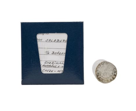Salzburg - 1/2 Batzen 1533, Erzbischof Matthäus von Wellenburg, ss-, Tönung, berieben, Prägeschwäche, leichter Hitzeschaden, 
