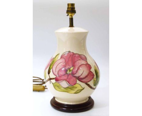 Moorcroft magnolia pattern lamp. Unfortunately we cannot do condition reports for this sale.