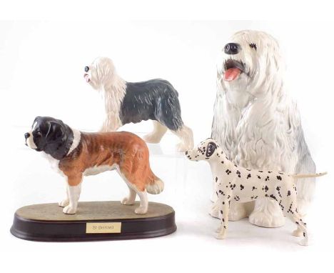 Beswick dogs, to include a fireside Sheepdog, a running Sheepdog, St Bernard, and a Dalmatian (4)     Condition report: The f