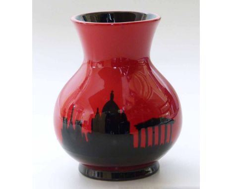 Peggy Davis Ruby Fusion vase (unmarked). Unfortunately we cannot do condition reports for this sale.