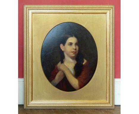 19th century gilt framed oval portrait of a young woman. Unfortunately we cannot do condition reports for this sale.