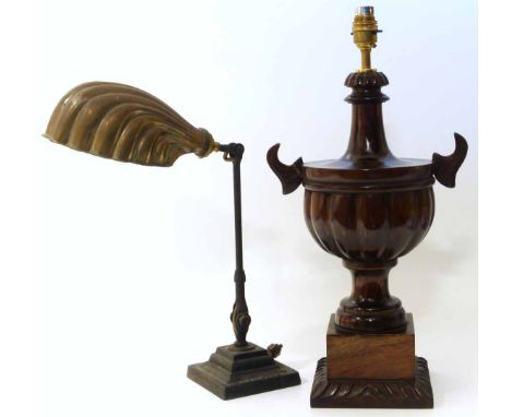 Turned hardwood table lamp of classical urn form and a Dugdills patant table lamp Unfortunately we cannot do condition report