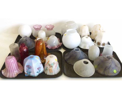 Twenty three Victorian and later glass light shades. Unfortunately we cannot do condition reports for this sale.