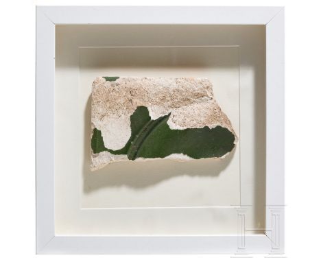   Fragment einer Kachel des Kachelofens im Wohnzimmer des Hauses Wachenfeld/Berghof, Teichert-Werke, Meißen   Eckstück mit Te