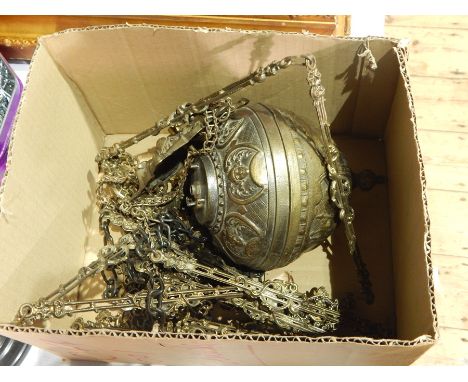 Brass hanging oil lamp light fitting 