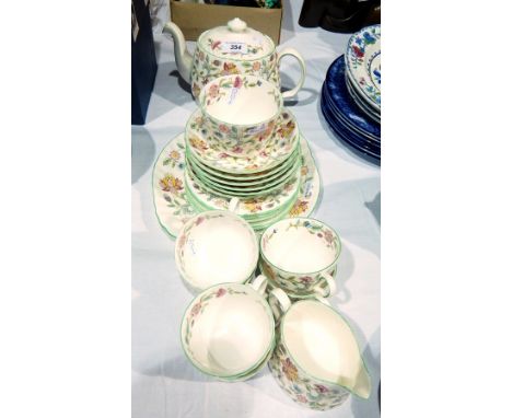 Minton china part tea service, "Haddon Hall" pattern 