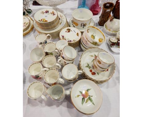 Large quantity Royal Worcester "Evesham" pattern dinnerware including plates, bowls, flannel dishes, cups and saucers 