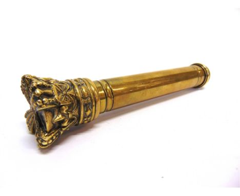 A VICTORIAN POLICEMAN'S BRASS TIPSTAFF  with screw ends, the finial in the form of a crown, overall 17.75cm long.  Provenance