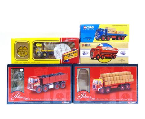 FIVE CORGI CLASSICS MODEL COMMERCIAL VEHICLES  comprising a No.26403, A.E.C. Mk V Mammoth Major Platform Lorry with Wool Bale