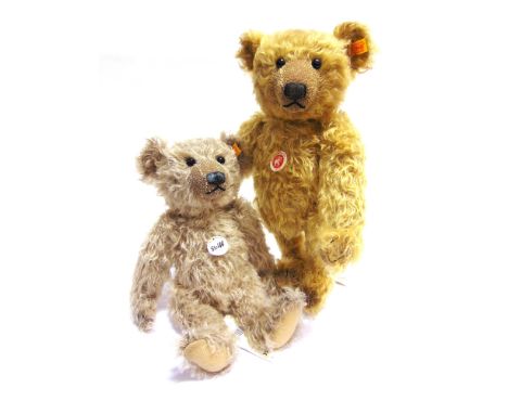 TWO STEIFF COLLECTOR'S TEDDY BEARS  comprising a 'Classic Teddybar 42', pale gold, with growler, 40cm high, unboxed; and anot