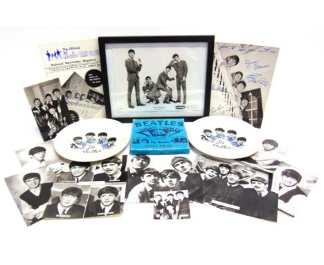 THE BEATLES - ASSORTED COLLECTABLES  comprising two transfer-printed pottery plates; a Magical Mystery Tour Super 8 film, box