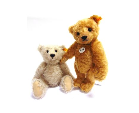 TWO STEIFF COLLECTOR'S TEDDY BEARS  comprising 'Teddybar 1906', strawberry blonde, 34cm high, unboxed; and another bear, pale