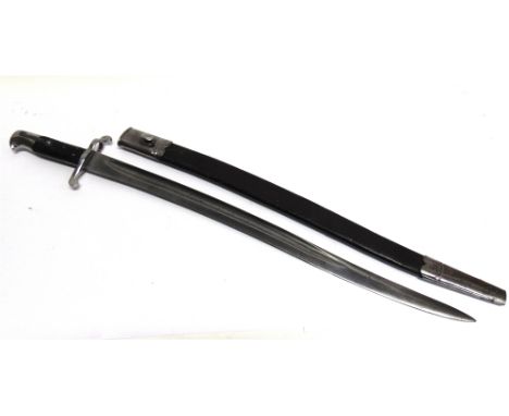 A BRITISH P1856/58 ENFIELD SWORD BAYONET  the 58cm Yataghan blade marked above the ricasso with retailer's details 'Parker / 