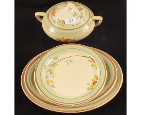 Clarice Cliff floral tureen and plates
