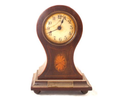 An Edwardian inlaid Mahogany mantel clock