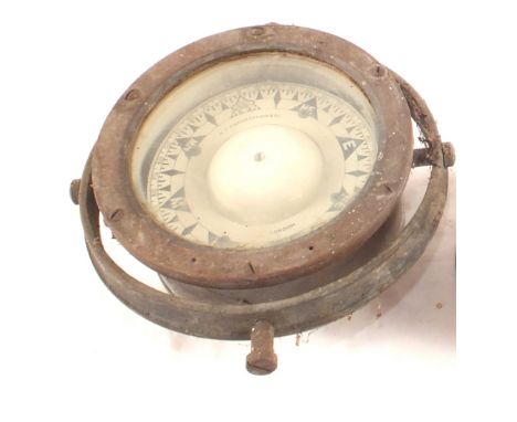 A Brass ships gymbal compass by T.Chamberlain, London