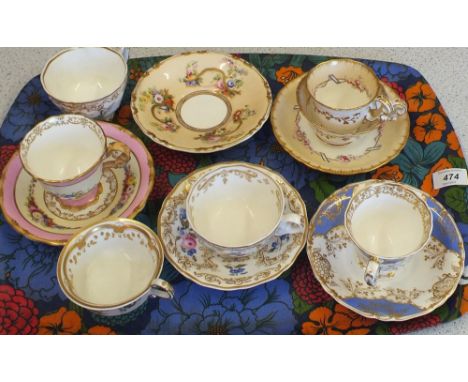 Various Copeland Garrett cups and saucers (two trays)