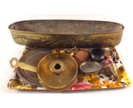 Various items of Brassware including a planter and a chamberstick etc