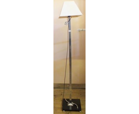 An Art Deco style chrome square column standard lamp