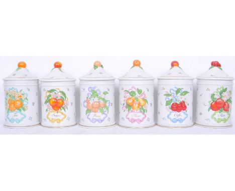 A collection of vintage 20th century kitchenalia Franklin Mint 'Le Cordon Bleu' ceramic jars for rice flour sugar tea coffee 