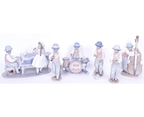 A vintage 20th century Lladro Jazz Band complete set. To include Jazz Duo (05930), Jazz Bass (05834), Jazz Clarinet (05928), 