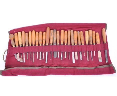 A large collection of vintage 20th century wood woorking tools comprising of various chisels and more. Reibe Sohne, S Addis &