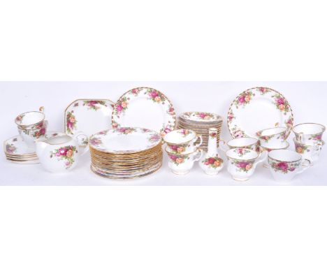 A vintage 20th century Royal Albert Old Country Roses porcelain china tea service comprising of cups saucers, plates, side pl
