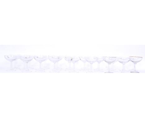 A large extensive collection of vintage retro circa. 1960s 20th century advertising Babycham coupe cocktail glasses. All piec