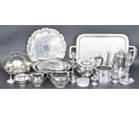 A large collection of early 20th century silver plated items to include a James Dixon &amp; Sons tea service comprising of te