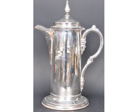 A early 20th Century large silver plate claret jug / wine decanter. Phillip Ashderry &amp; Sons - Sheffield. With c scroll ha