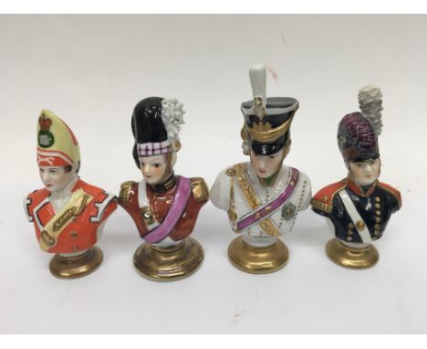 Six Kammer military ceramic busts and one by Limoges.
