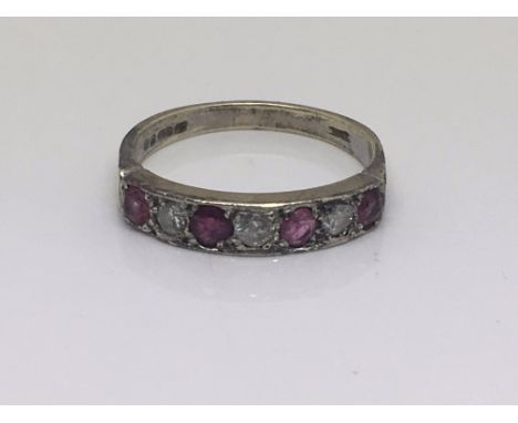 A ruby and diamond ring, approx 3.3g and size P.