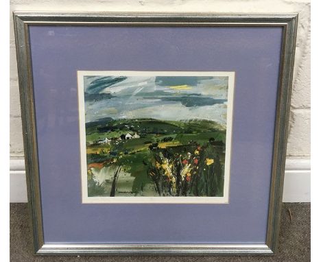 A signed limited edition Hamish Macdonald print titled 'Hill Farm, Arran', labelled to reverse.Approximately 45.5x46cm
