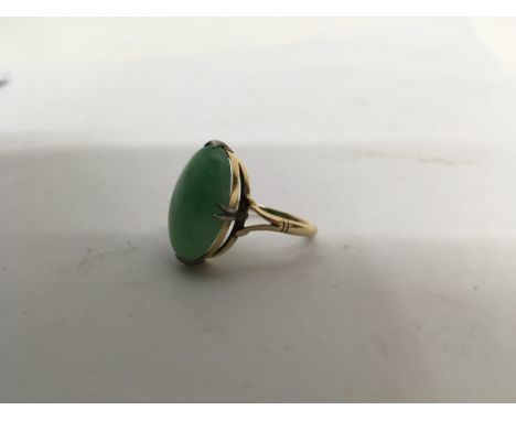 A jade type ring. Weight approx 6.8g Size approx Q/R