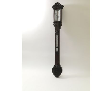 A Victorian mahogany cased stick barometer, approx 105cm.