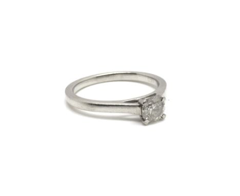 A 0.5ct diamond solitaire ring, hallmarked accordingly for the stone, also hallmarked 950, ring size approximately N, total w