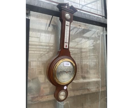 A MAHOGANY CASED WALL BAROMETER 
