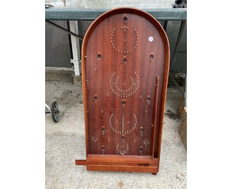 A VINTAGE WOODEN BAGATELLE GAME COMPLETE WITH BALLS 