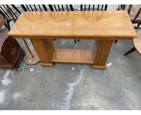 AN ART DECO STYLE HARDWOOD CONSOLE TABLE, 50" WIDE 