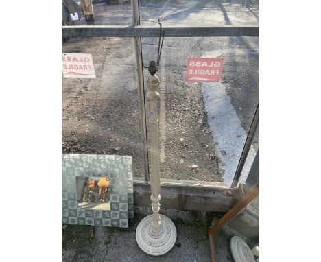 A MODERN PAINTED STANDARD LAMP WITH FLUTED COLUMN 